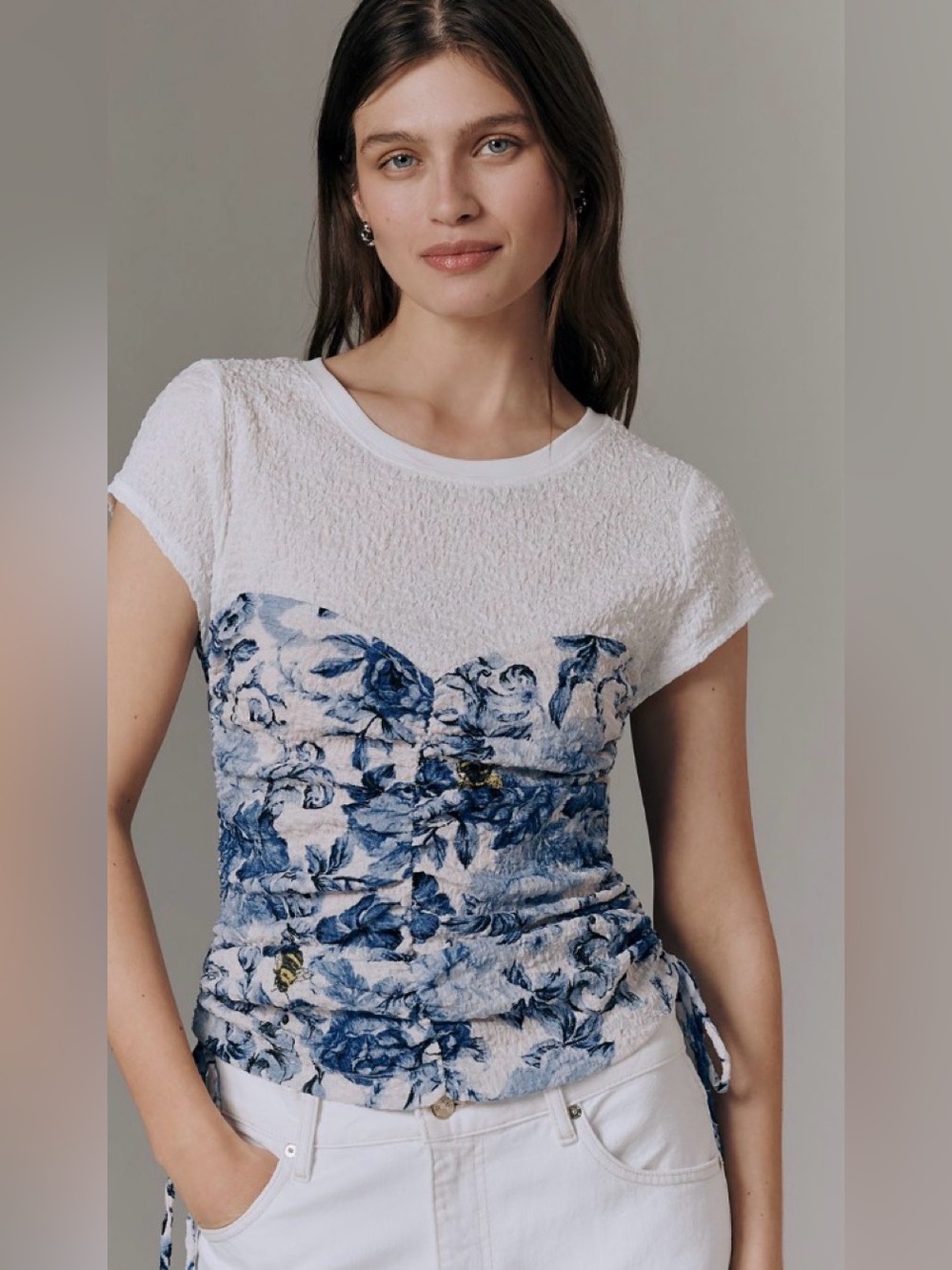 Maeve Ruched Corset
Short-Sleeve Top NWT Retail $